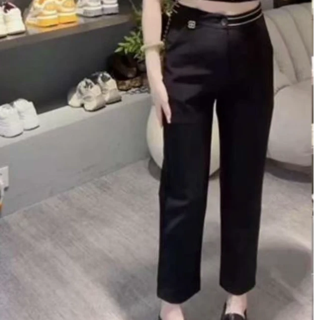 -春款设计感大码时尚高腰显瘦大码垂感撞色大码女装哈伦裤