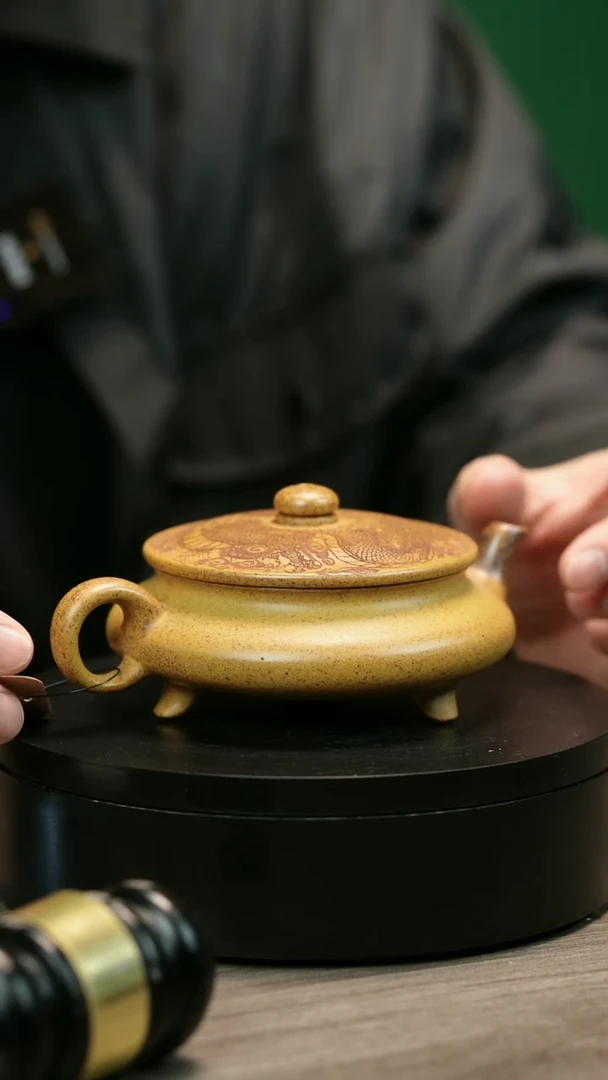 茶壶紫砂平**源H2134李小琴柴烧大明扁炉