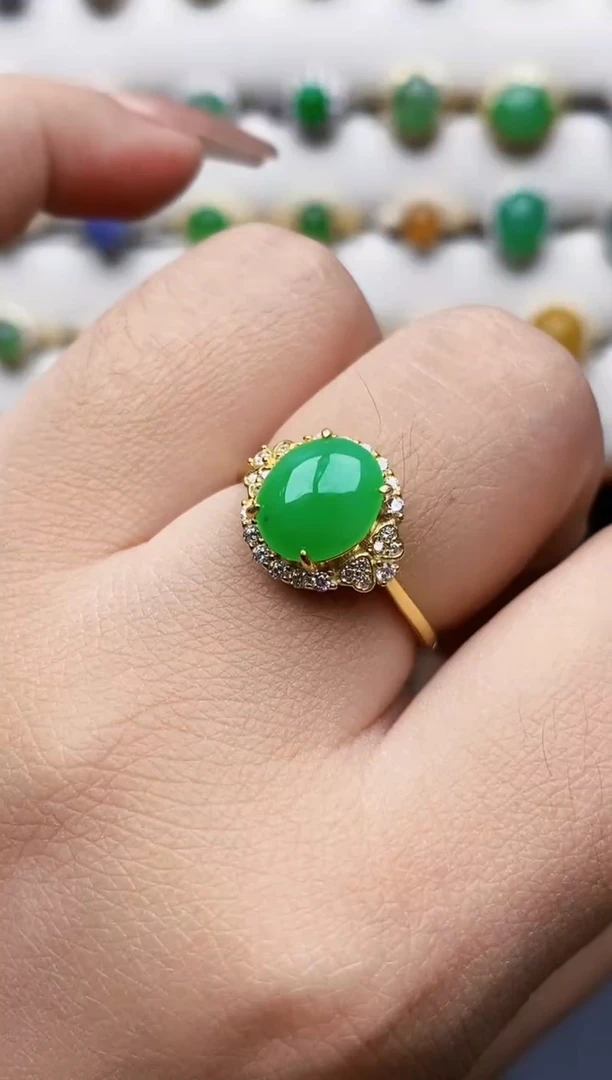 银S925镶嵌戒指翡翠0498