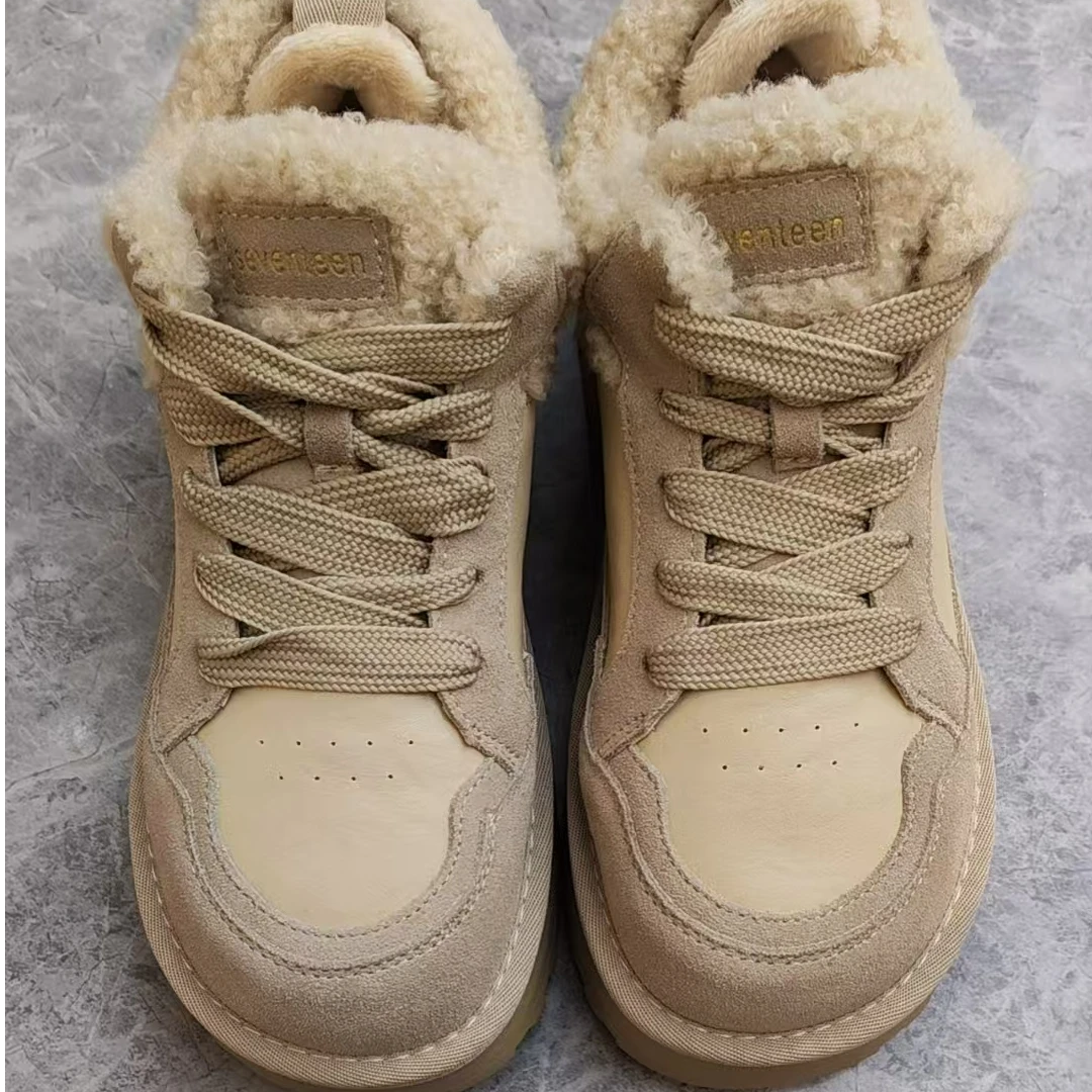 加绒雪地靴女新款羊羔绒东北棉鞋休闲保暖女鞋95613