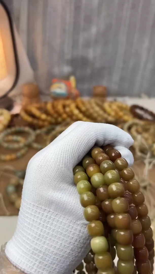 菩提根/象牙果手串9.8机抛深色双圈一条1102