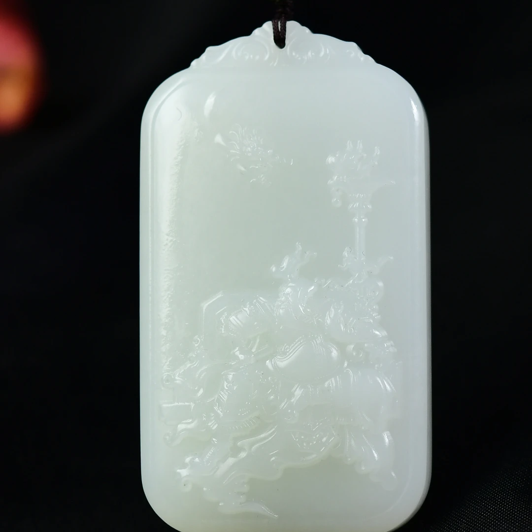 和田玉羊脂玉关公玉坠