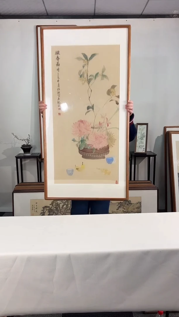 国画手绘*携春图*62*122cm