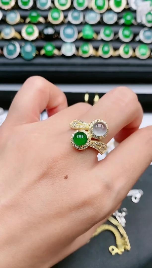 翡翠戒指银S925镶嵌111111