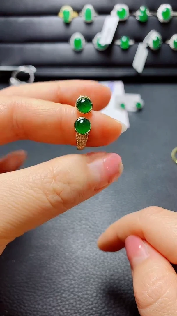银S925镶嵌戒指翡翠 天然翡翠A货s925银镶