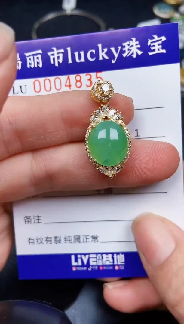 翡翠银S925镶嵌颈饰4835