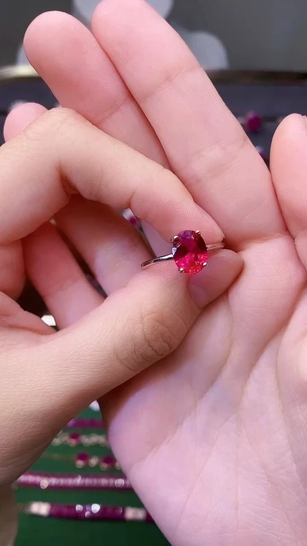 银S925镶嵌戒指红宝石28