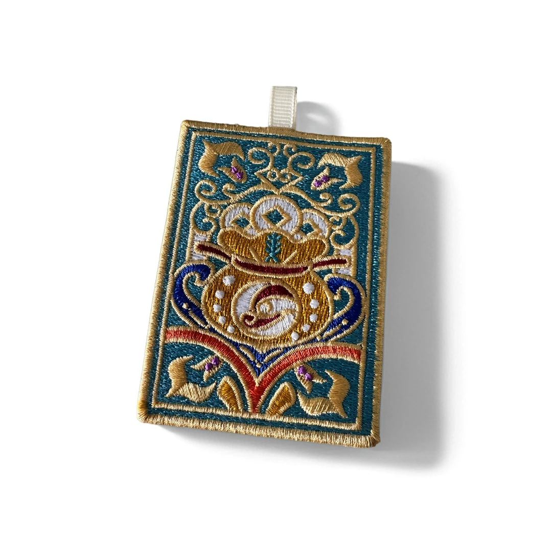 花儿小钱袋子刺绣卡 可挂可摆 小巧精致装饰卡