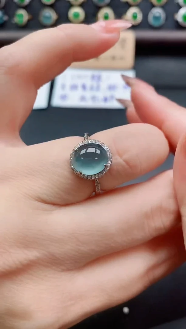 银S925镶嵌戒指翡翠1