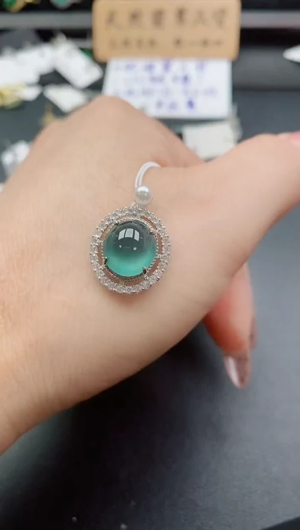 吊坠(赠链)银S925镶嵌翡翠11