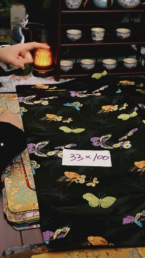 【梦幻蝴蝶单面】中国风干泡织锦茶席33*100
