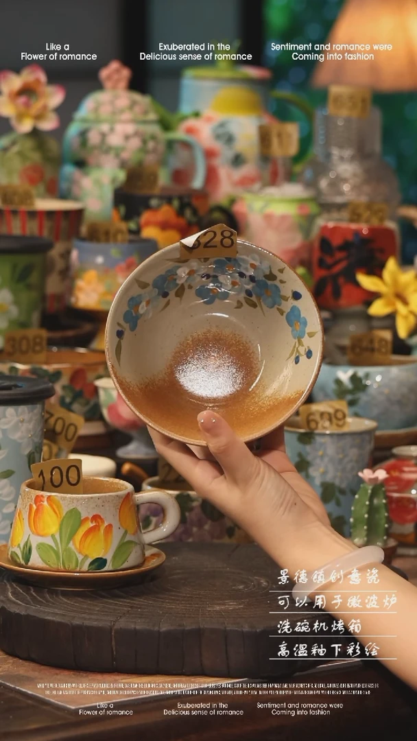 陶瓷景德镇高温釉下彩手工手绘款式