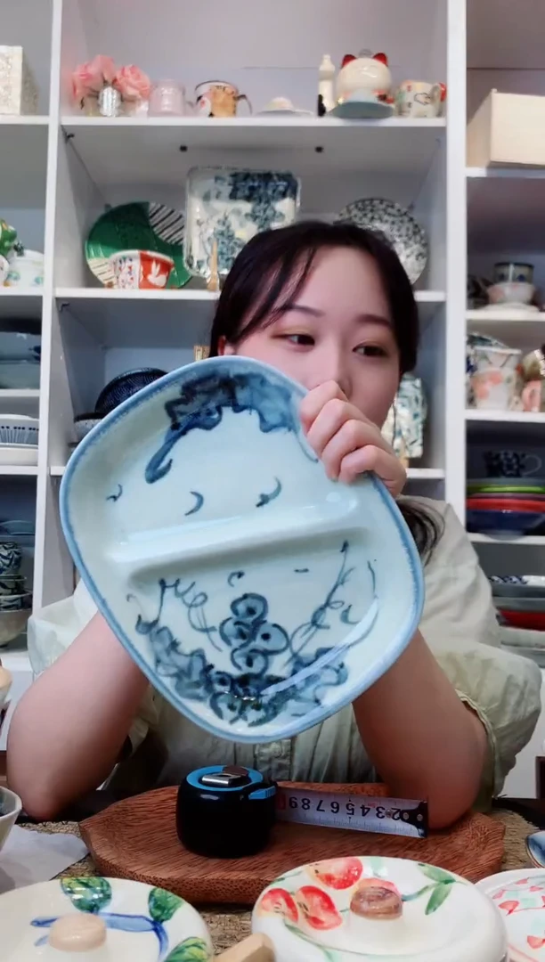 陶瓷【孤品】手绘葡萄分餐盘