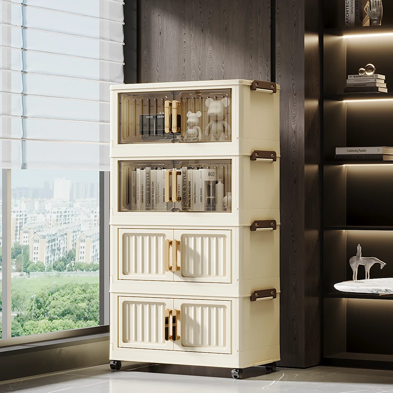 （竖纹45cm面宽）N5简约可折叠收纳柜儿童玩具整理柜书柜