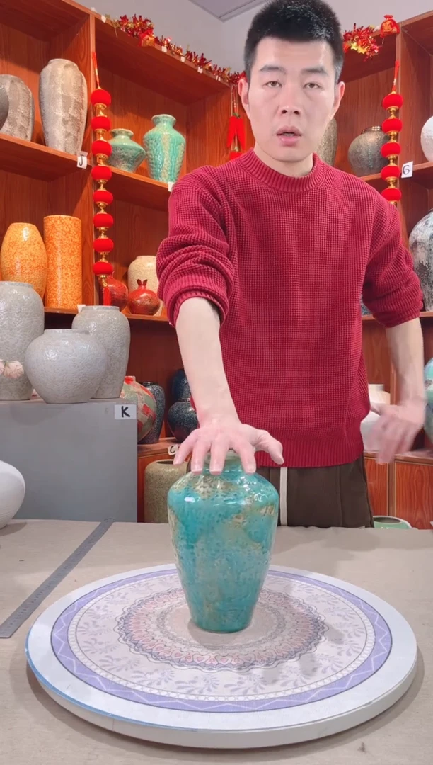 【闪购商品】瓶新品深色彩陶三件套 中号 陶瓷花瓶 无花