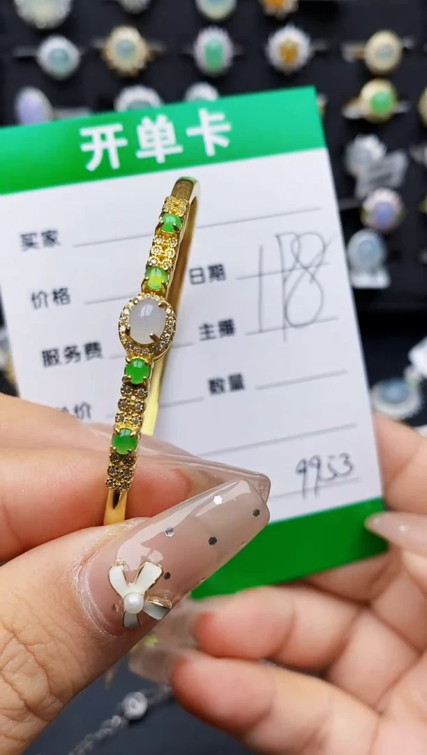 翡翠戒指银S925镶嵌9953