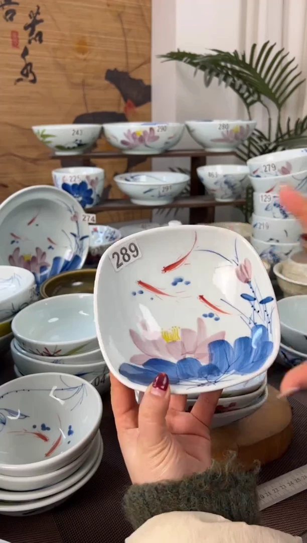 明舟微瑕手绘6寸方形碗（单只装随机图案）