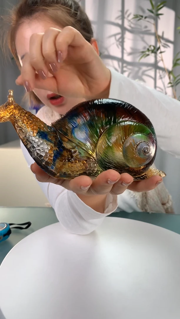 【闪购商品】茶盏蜗牛水晶琉璃摆件