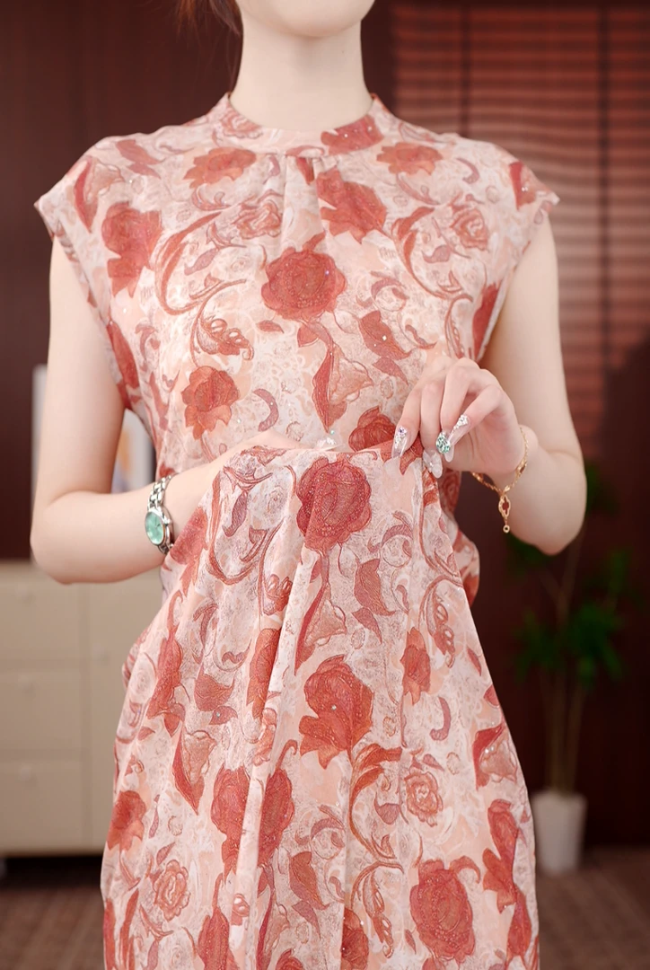 [送腰带]专柜上新玫瑰似锦2025新款轻奢气质减龄百搭显瘦连衣裙