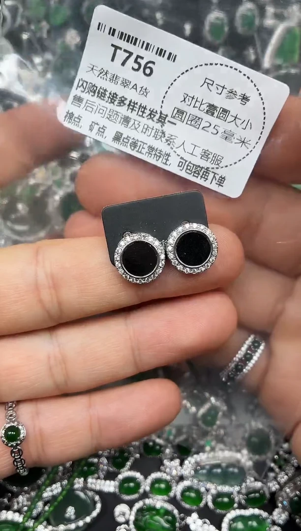 颈饰未镶嵌翡翠T756耳钉
