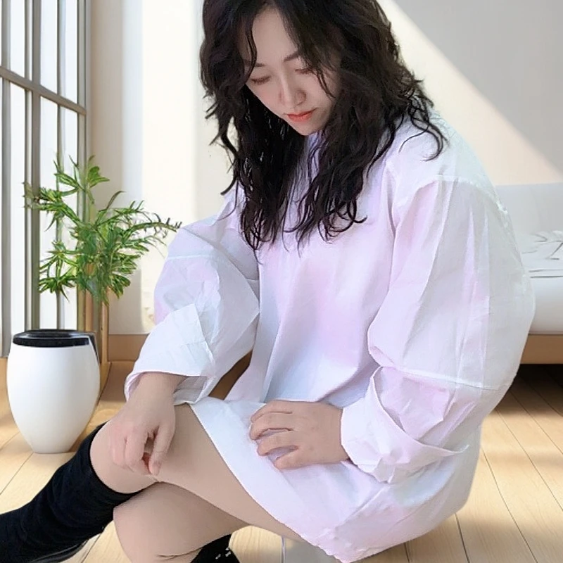 女装045大码拼接休闲前开叉黑白色宽松潮流韩版长袖时尚百搭T恤