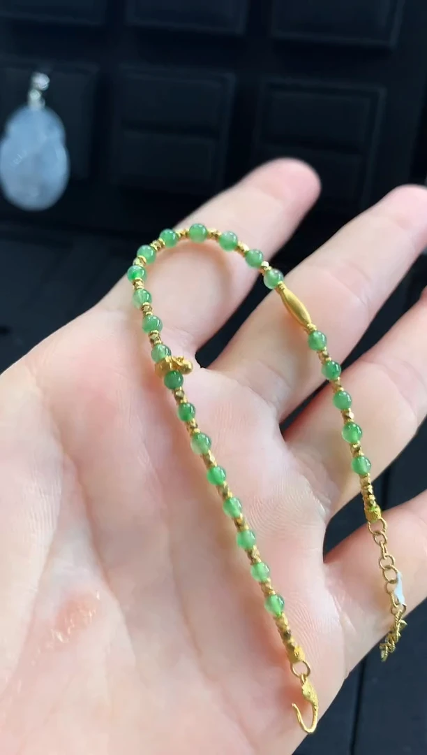 【闪购商品】翡翠手链18K金镶嵌手链
