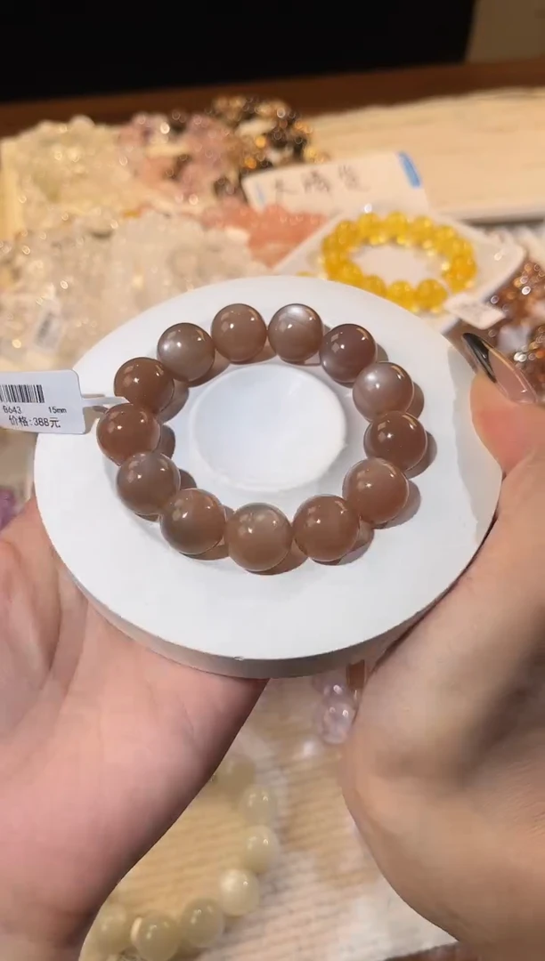 合成欧泊未镶嵌手串多样性发一Q5橙茶月光15mm