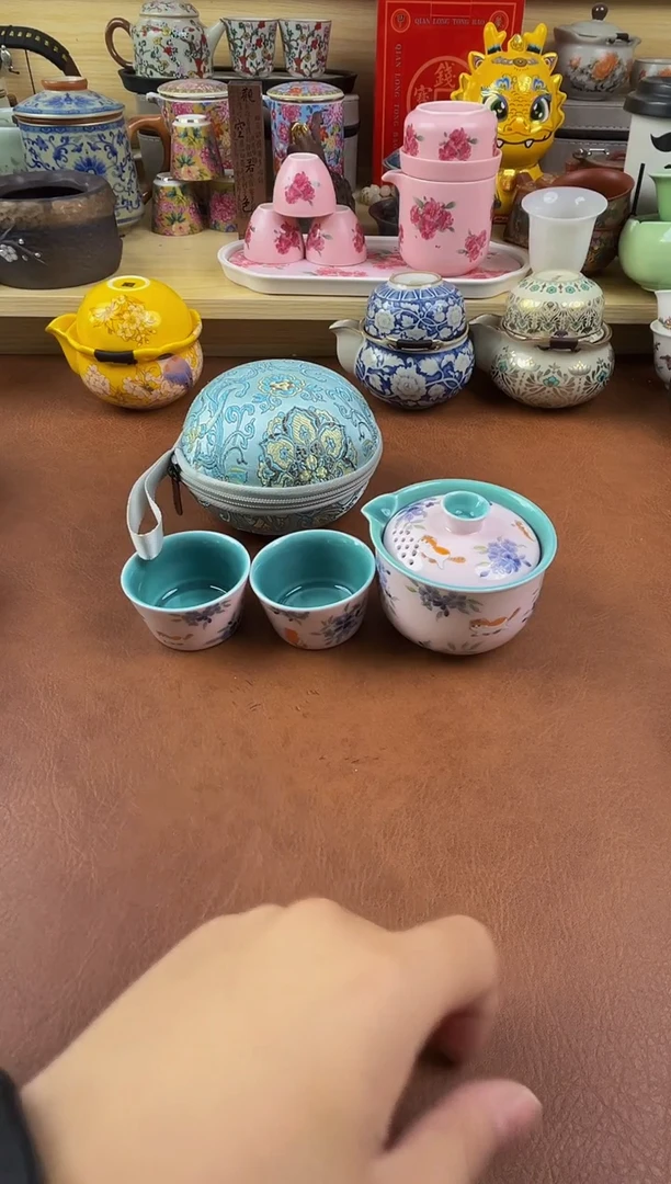 陶瓷茶具摆件旅行套组