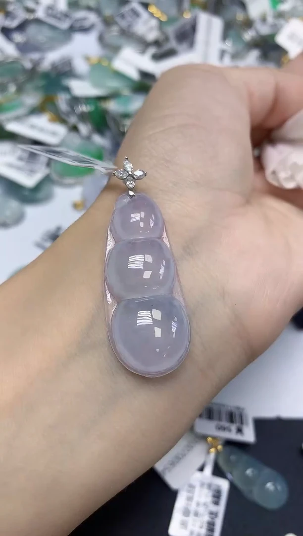 颈饰18K金镶嵌翡翠天然缅甸翡翠A货百元以上9元证书费自理