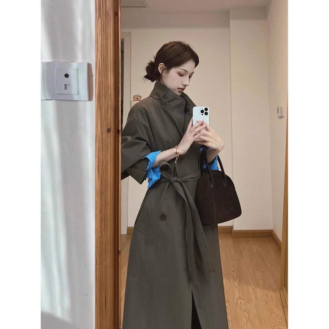 立领巨好看风衣外套女2025秋季新款高个子韩版韩系长款气质高级感