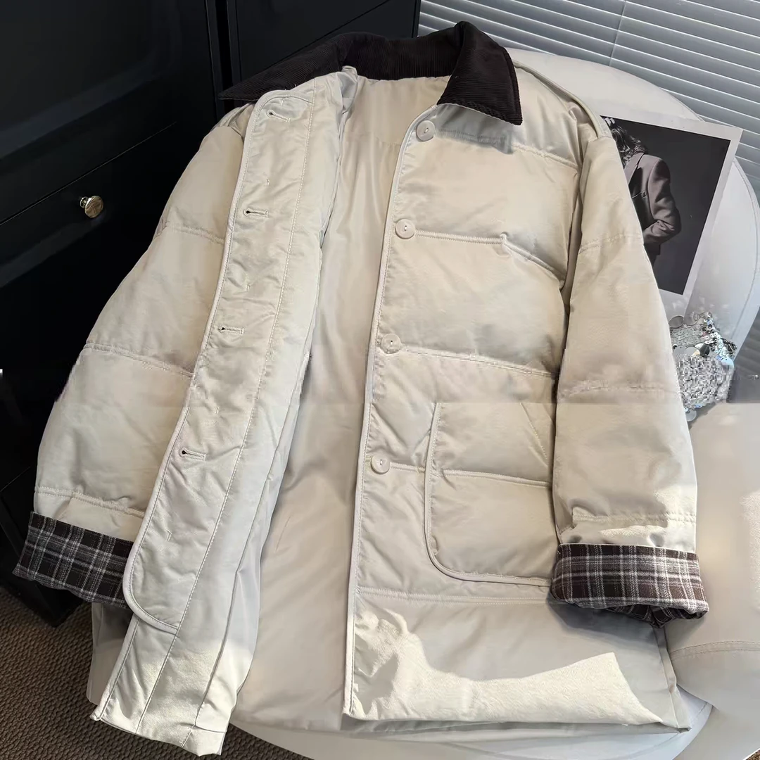 龙专属单排扣常规袖中长款格纹女潮流女装女士毛领12537预