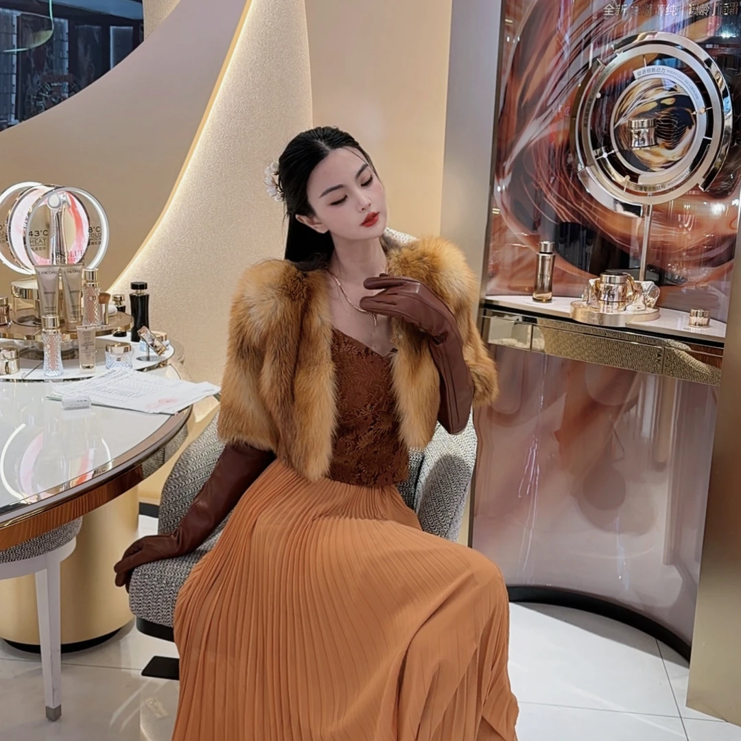 魏元高定/咖色蕾丝背心吊带-1116