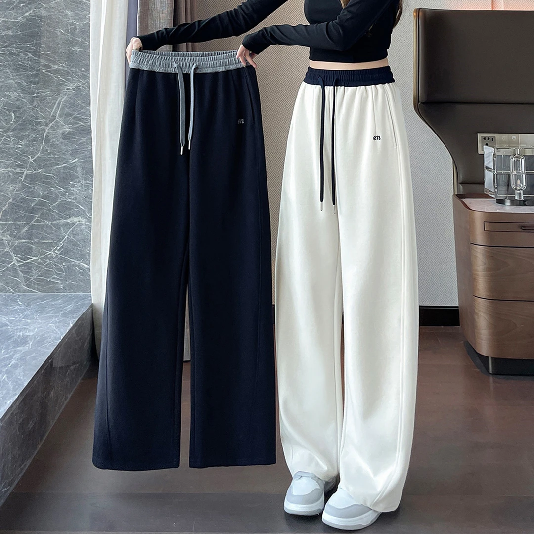 窄版阔腿裤女秋冬九分直筒弯刀香蕉裤高腰高级感休闲美式运动卫裤