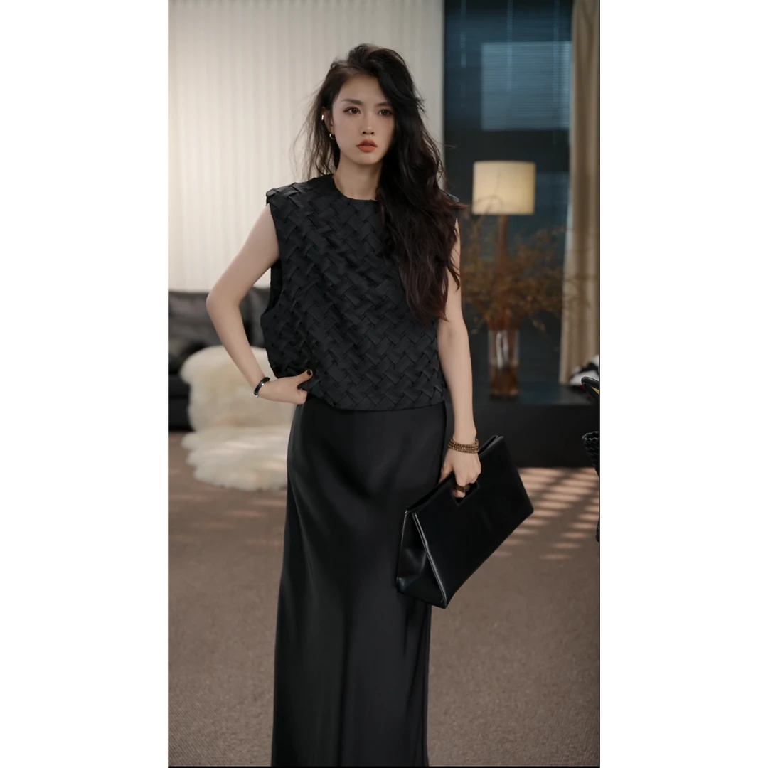 卢尚原创设计师后拉链编织上衣240888