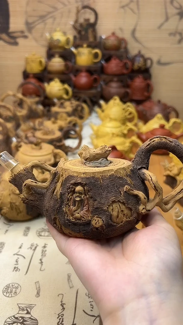 茶壶紫砂枯木逢春达摩壶