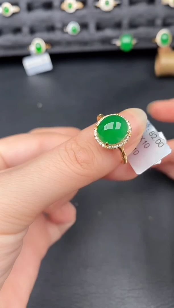 银S925镶嵌戒指翡翠天然a货翡翠85