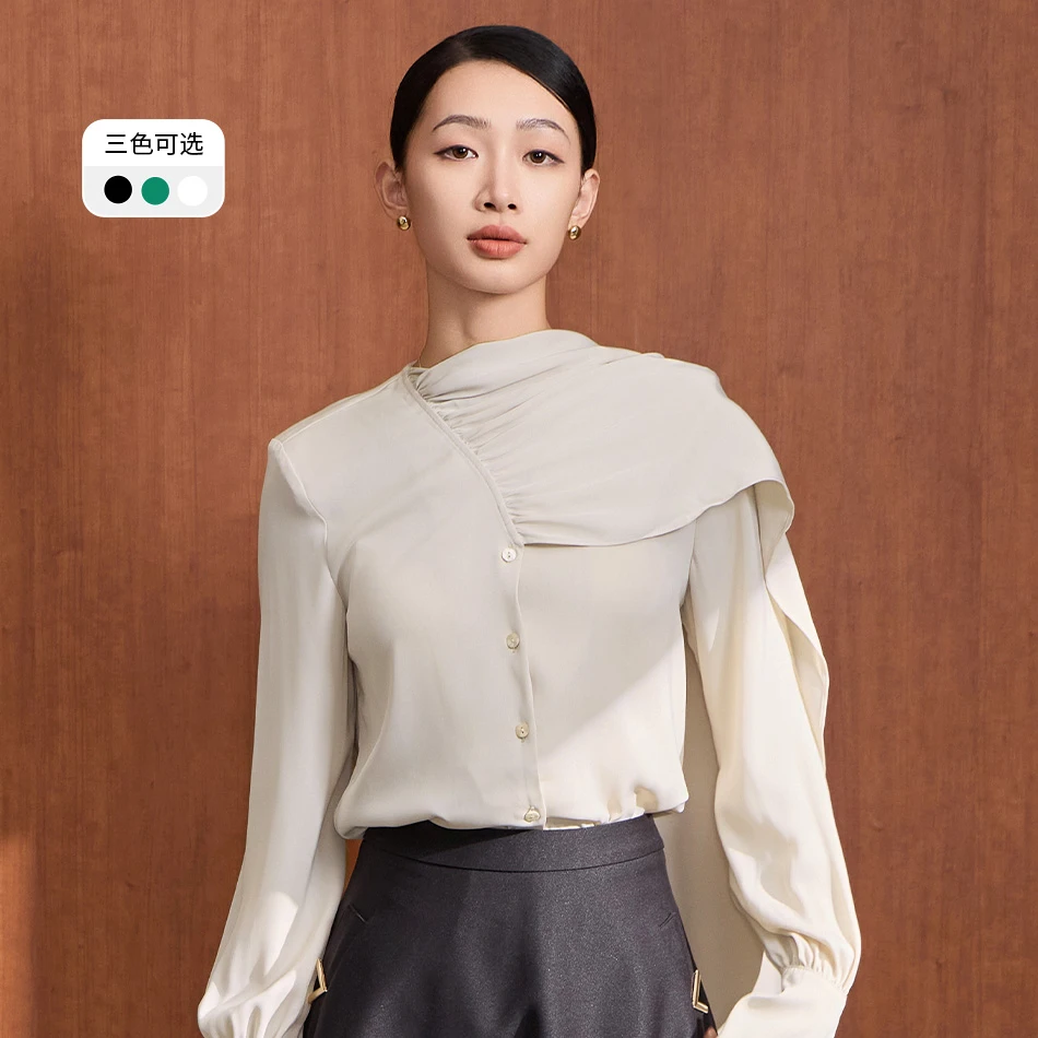 【达人专享】气质长袖百搭秋季设计感衬衫VDA966POH0