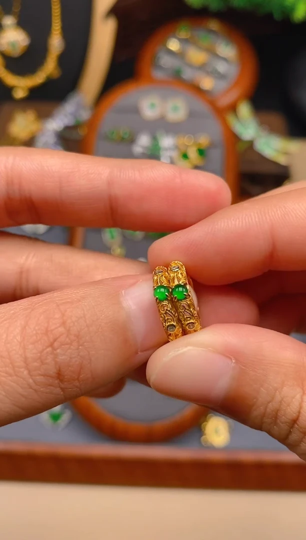 【闪购商品】翡翠耳饰银S925镶嵌花丝耳饰