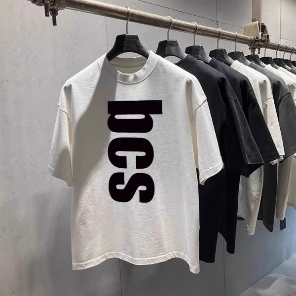 简约字母印花短袖t恤男士2025夏季新款宽松潮牌痞帅美式上衣体恤