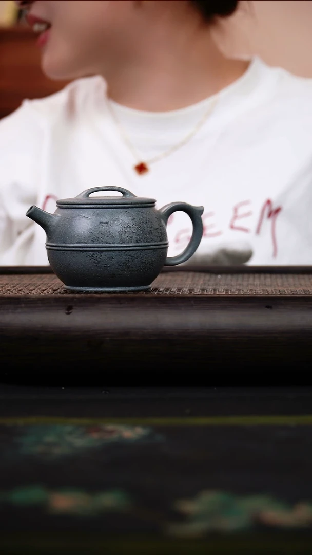 茶壶紫砂微微瑕 汉瓦 海蓝段