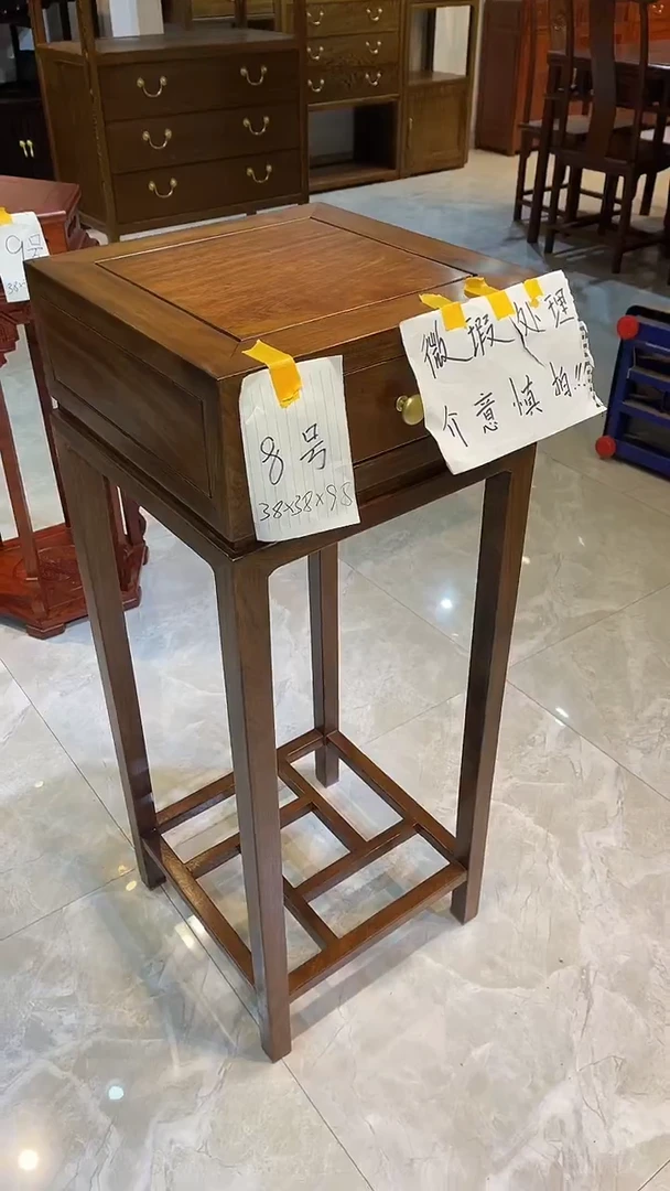 紫檀木类成套家具独****下瑕黑檀木带抽花架38*38*98