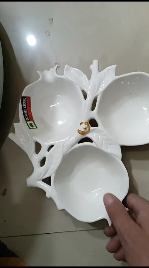 瓷海*白色三格一个