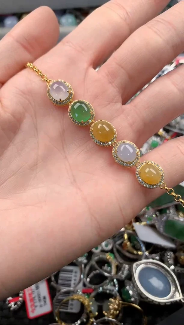 银S925镶嵌戒指翡翠4        5