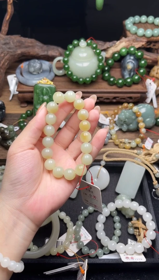 未镶嵌手串和田玉卡12且末迪克兰带糖 圆珠8001314