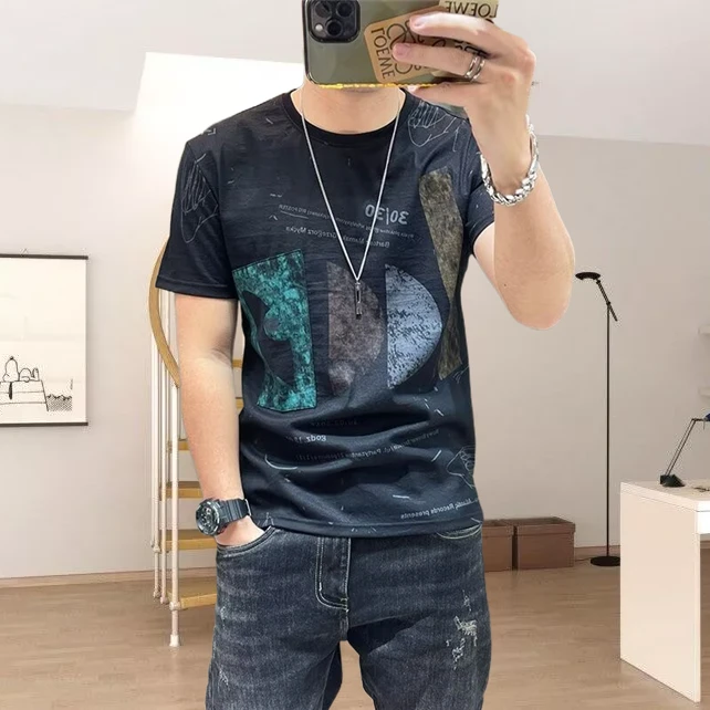 男士t恤短袖男纯色 黑白灰色修身紧身春夏内搭打底男生款半袖上衣