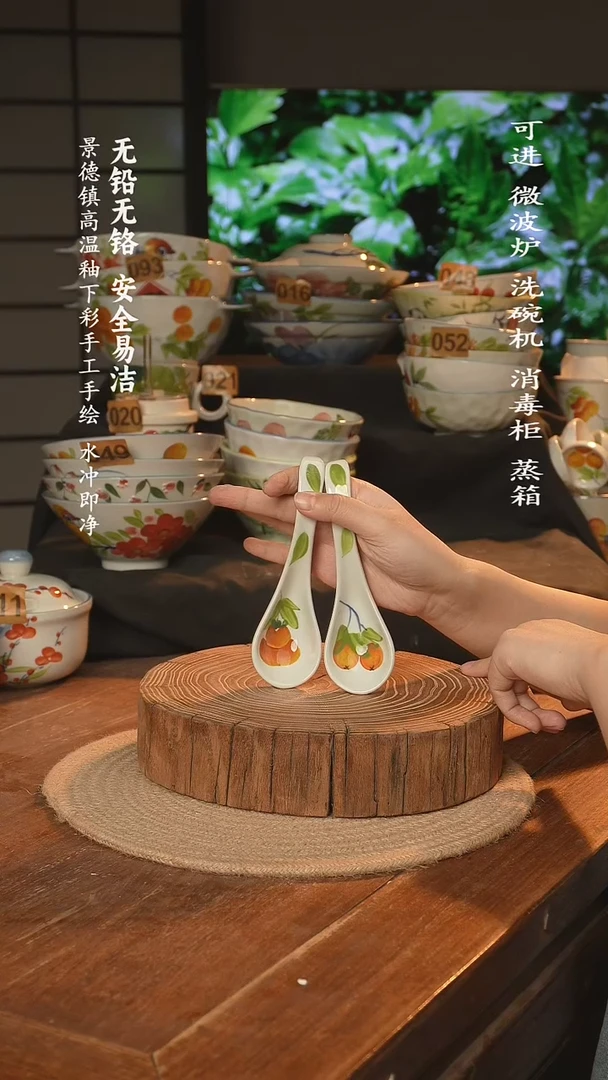瓷景德镇高温瓷釉下彩手绘陶瓷