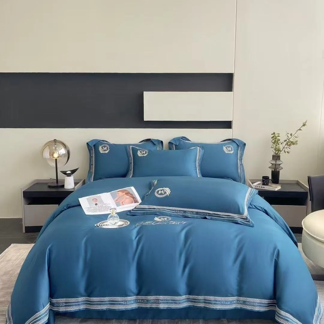 【LANRENMIAO】！特！高端棉/刺绣/纯色/亲肤柔软/舒适床上用品四件套