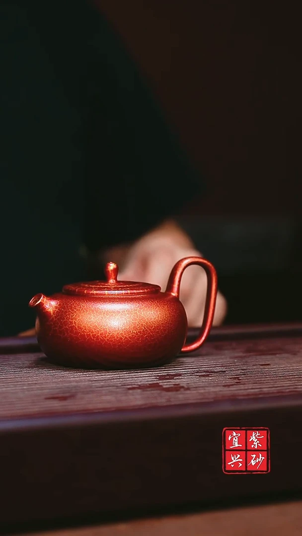 紫砂摆件 宜兴原矿紫砂  贝克烧玫瑰金