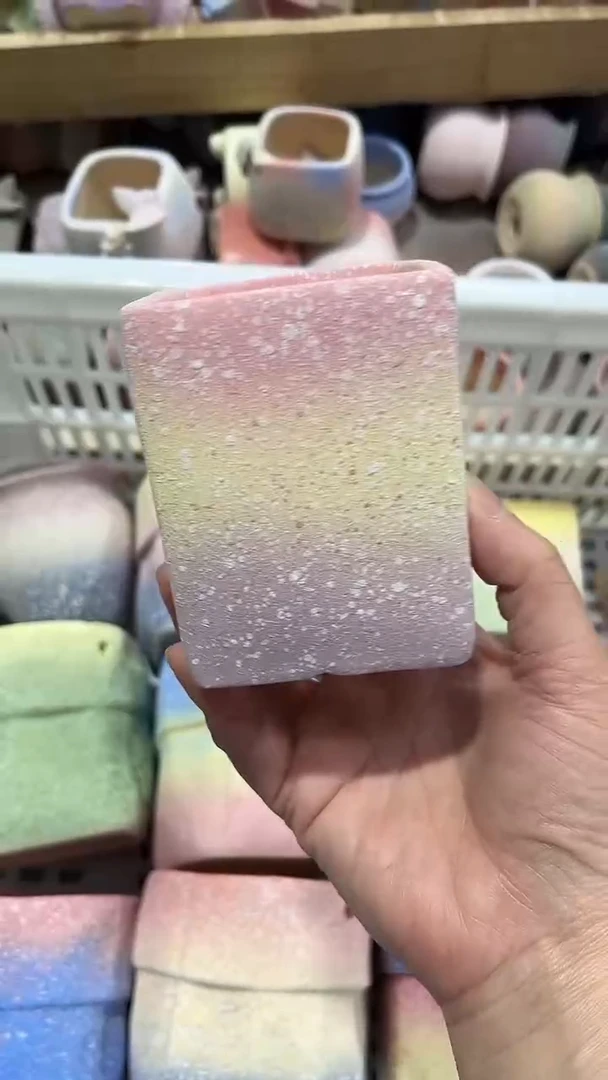 麦饭石粗陶多肉花盆6*8