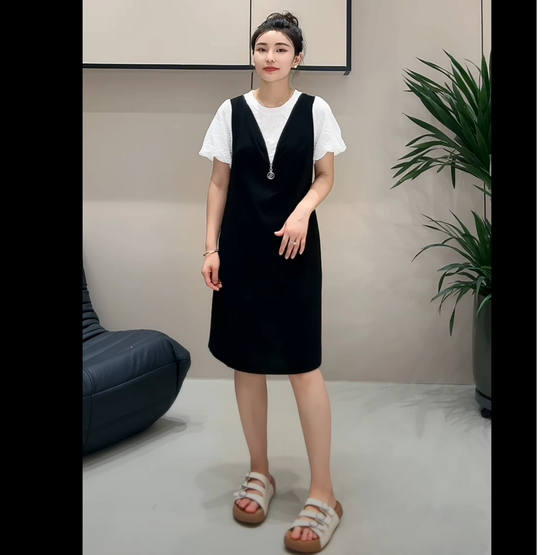 【夏季新款】韩系设计感假两件连衣裙L66B